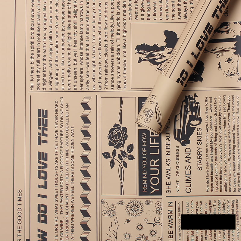 MYHC-21 レトロ新聞風牛革花包装紙