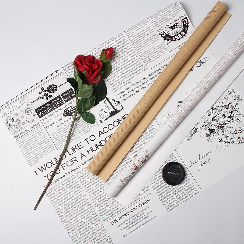 MYHC-21 レトロ新聞風牛革花包装紙
