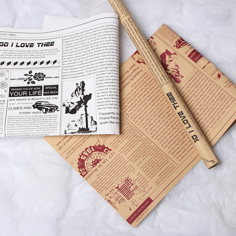 MYHC-21 レトロ新聞風牛革花包装紙