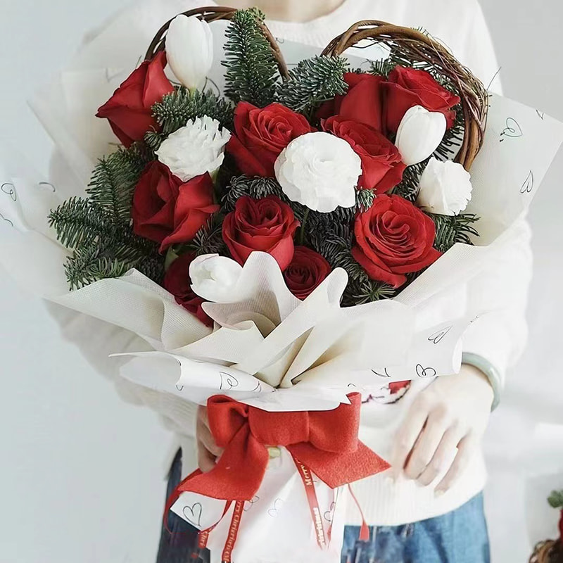 MYHC-28 ハート型線画モノクロ牛革花包装紙