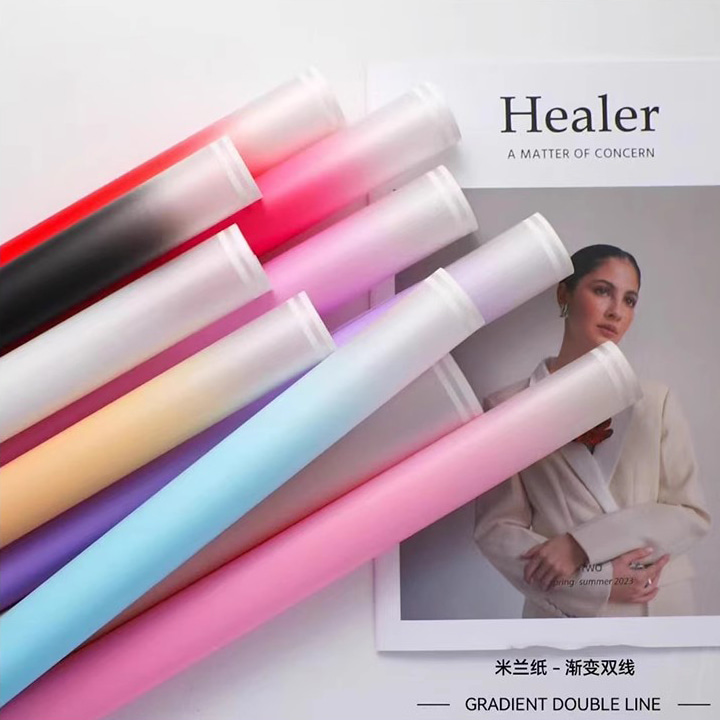 MYHC-54 片面二重白線エッジグラデーションカラープラスチックフラワー包装フィルム