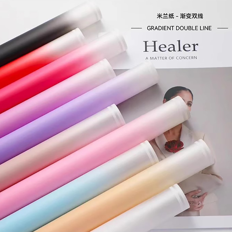 MYHC-54 片面二重白線エッジグラデーションカラープラスチックフラワー包装フィルム