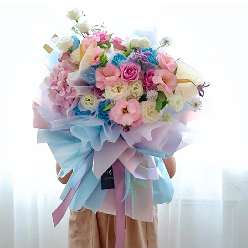 マットな無地の半透明の花の包装紙