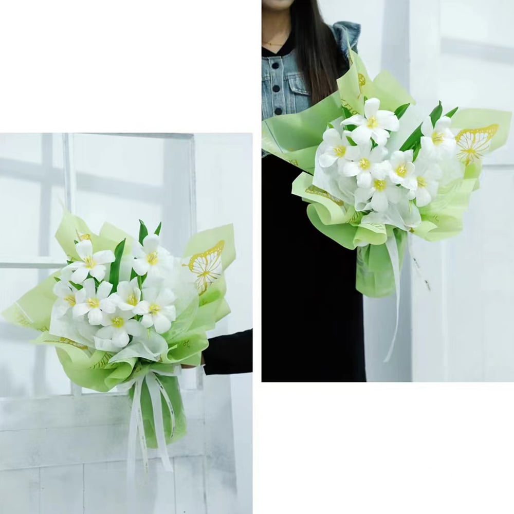 両面チェック柄虹色花柄包装紙