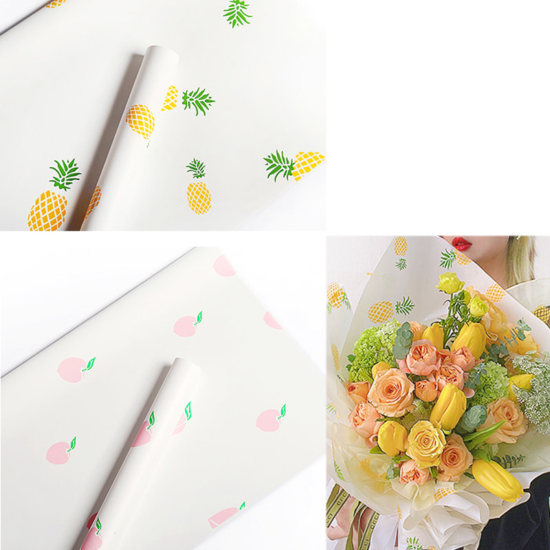 シンプルなフルーツ柄の花束包装紙